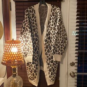 Long Leopard Print Cozy Sweater